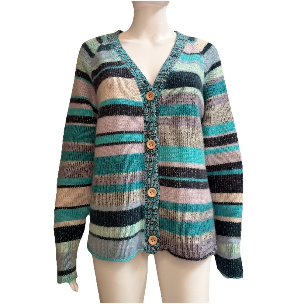 The Elder Statesman Sweater 100% Cashmere Striped SZ- M NWOT U.S.A Made RN148931